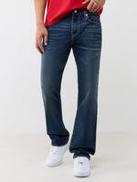 True Religion Men Navy Blue Ricky Big T Solid Straight Fit Jeans