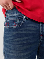 True Religion Men Navy Blue Ricky Big T Solid Straight Fit Jeans