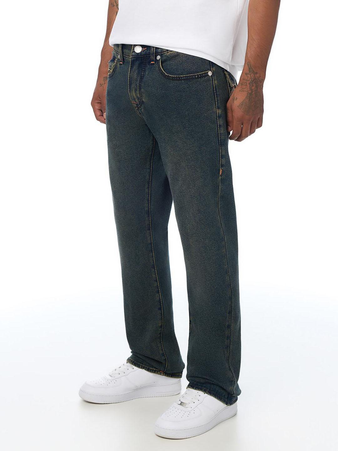 True Religion Men Ricky Big T Navy Blue Solid Straight Fit Jeans