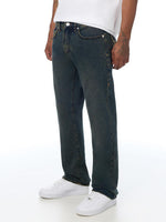 True Religion Men Ricky Big T Navy Blue Solid Straight Fit Jeans