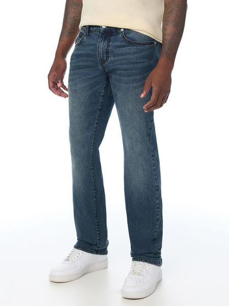 True Religion Men Ricky Big T Navy Blue Solid Straight Fit Jeans
