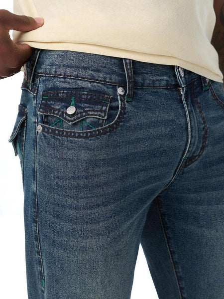 True Religion Men Ricky Big T Navy Blue Solid Straight Fit Jeans