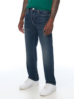 True Religion Men Navy Blue Ricky SN Solid Straight Fit Jeans