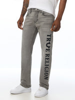 True Religion Men Grey Ricky SN Graphic Straight Fit Jeans