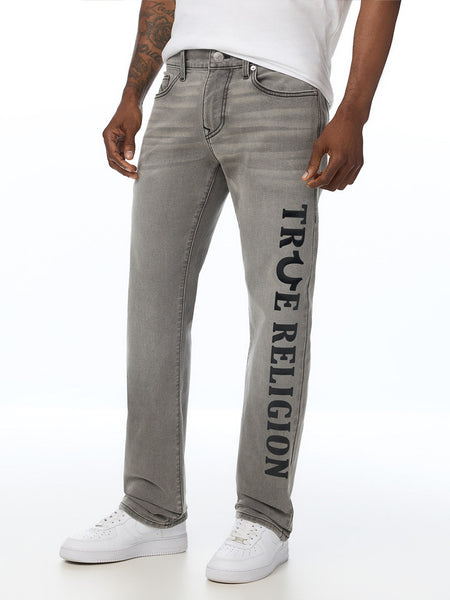 True Religion Men Grey Ricky SN Graphic Straight Fit Jeans