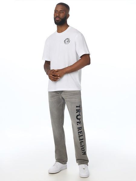True Religion Men Grey Ricky SN Graphic Straight Fit Jeans