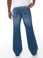 True Religion Men Blue Billy SN Solid Bootcut Jeans