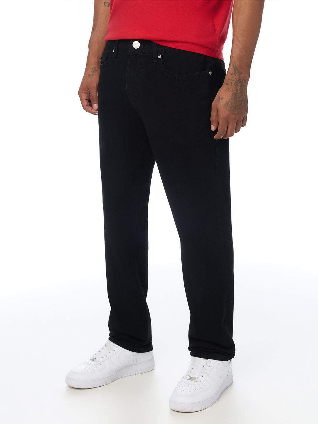 True Religion Men Black Geno SN Solid Slim Fit Jeans
