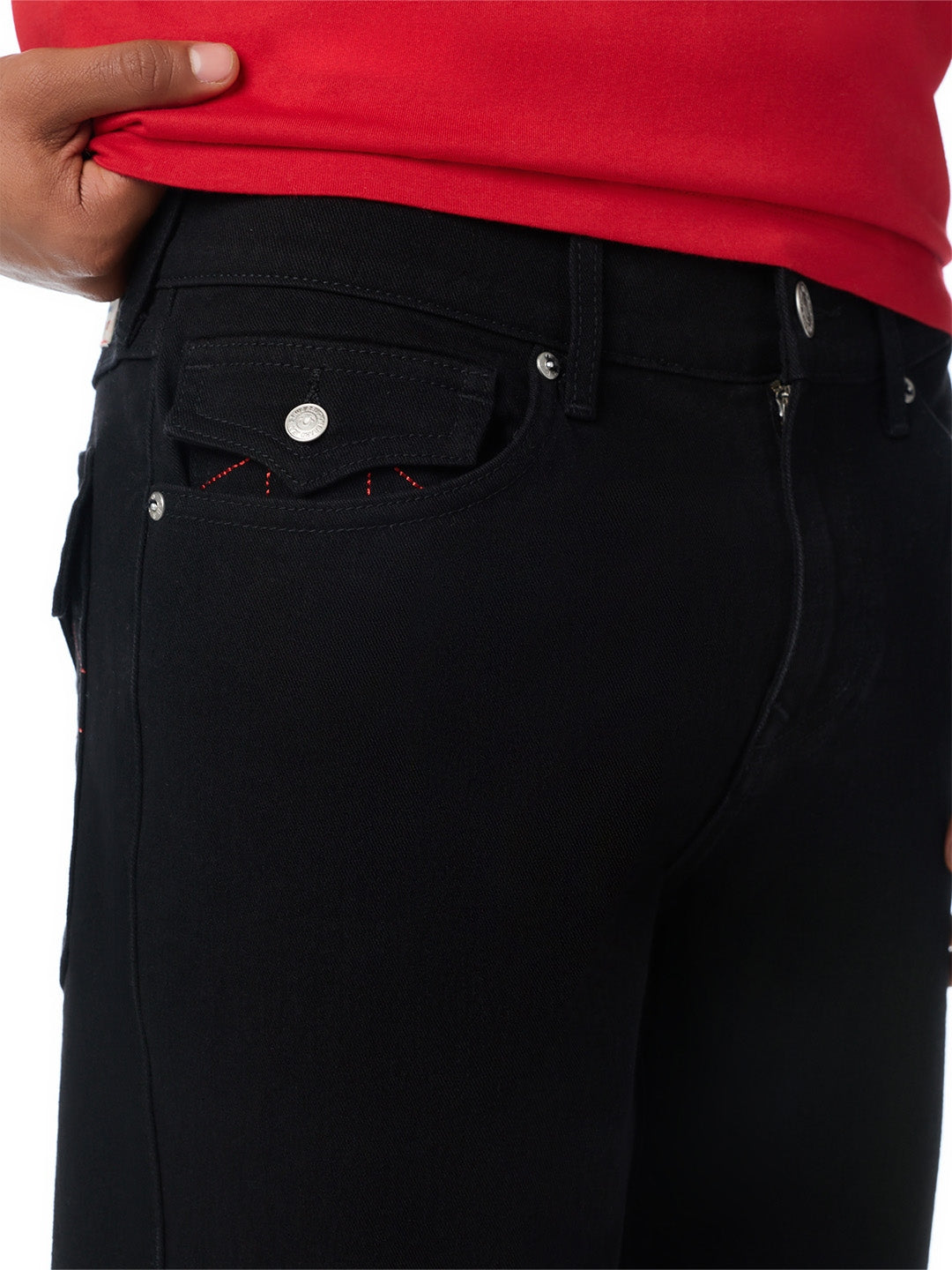 True Religion Men Black Geno SN Solid Slim Fit Jeans