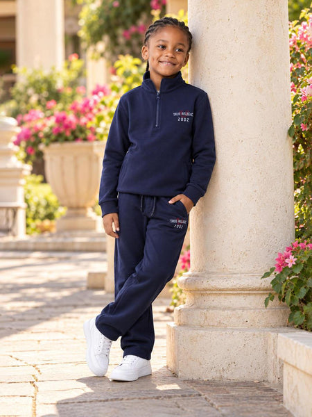 True Religion Boys Navy Blue Solid Regular Fit Sweatpant