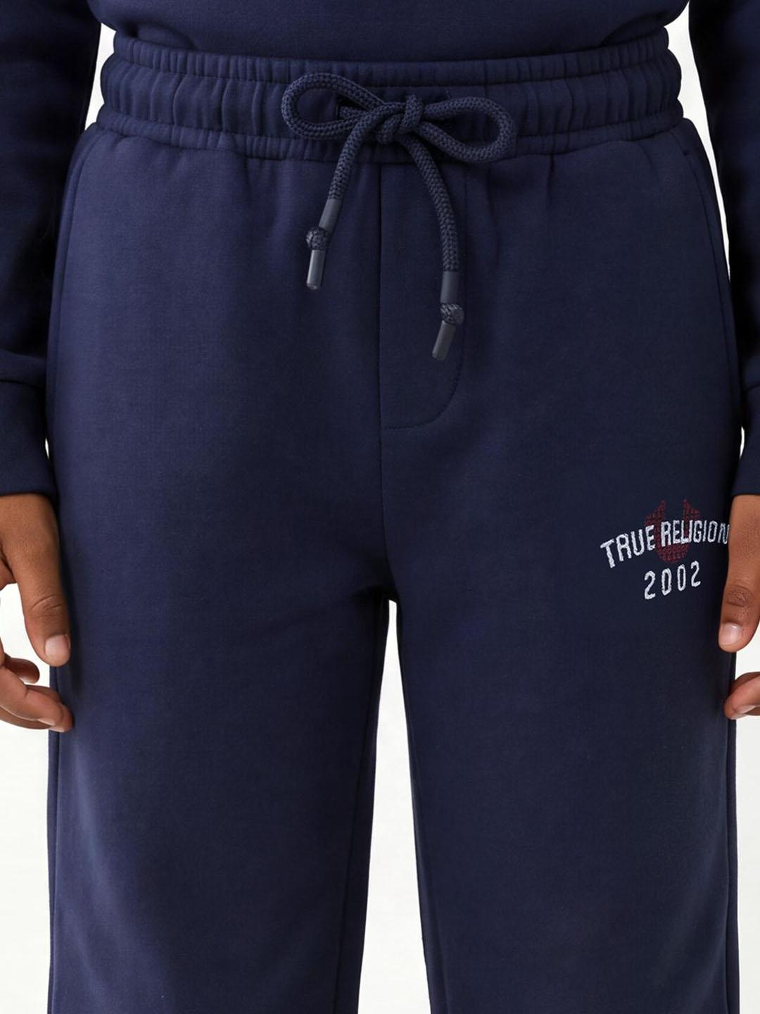 Boys navy blue solid regular fit sweatpant