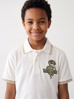 True Religion Boys White Regular Fit Solid Cotton Polo T-Shirt