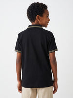 True Religion Boys Regular Fit Black Solid Pure Cotton Polo Tshirt