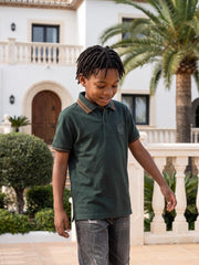True Religion Boys Green Solid Regular Fit Polo T-Shirt