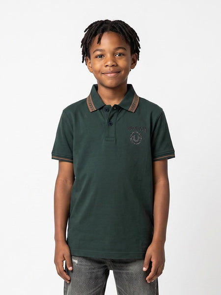 True Religion Boys Green Solid Regular Fit Polo T-Shirt