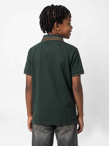 True Religion Boys Green Solid Regular Fit Polo T-Shirt