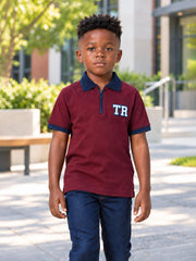 True Religion Boys Red Solid Regular Fit Cotton Polo T-Shirt