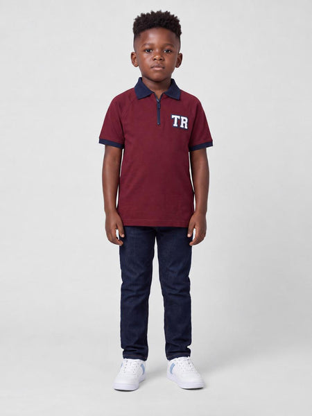 True Religion Boys Red Solid Regular Fit Cotton Polo T-Shirt
