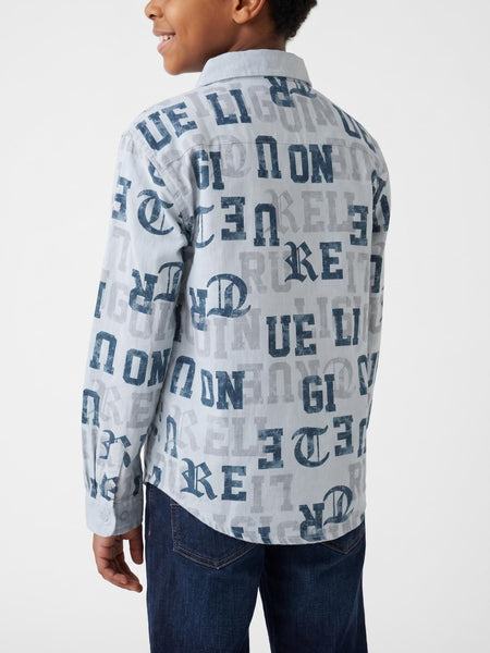 True Religion Off White Regular Fit Printed Pure Cotton Shirt