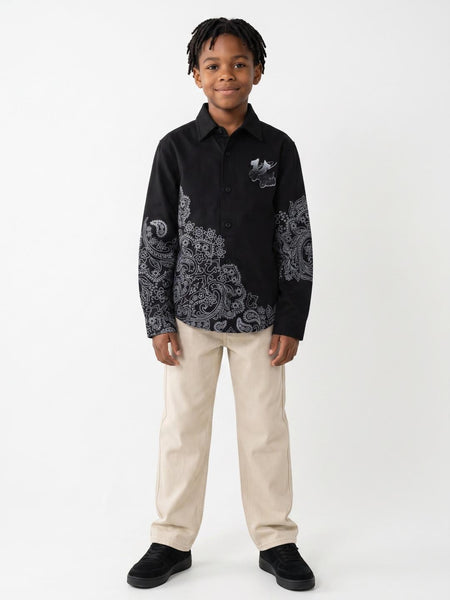 True Religion Boys Black Solid Regular Fit Shirt