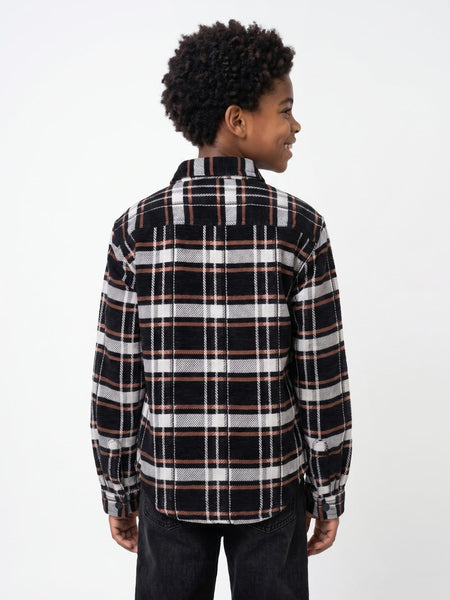 True Religion Boys Black Checked Regular Fit Cotton Shirt
