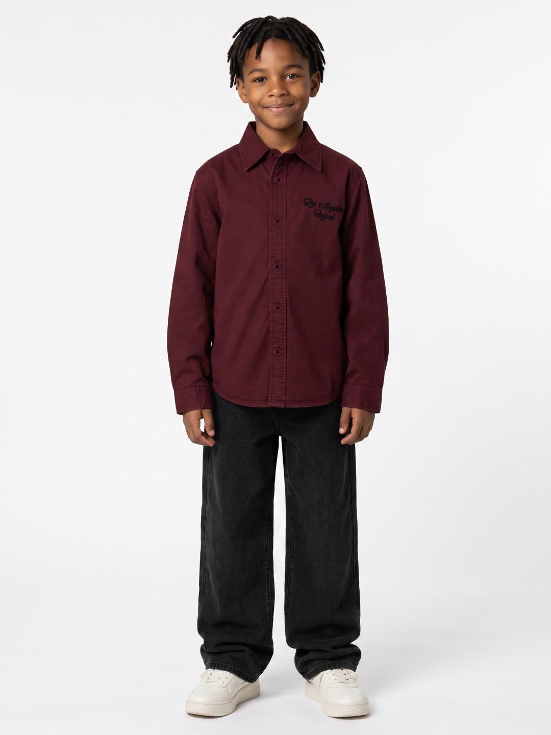 True Religion Boys Wine Solid Regular Fit Shirt