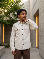 True Religion Boys Off White Solid Regular Fit Shirt