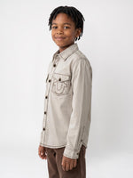 True Religion Boys Off White Solid Regular Fit Shirt