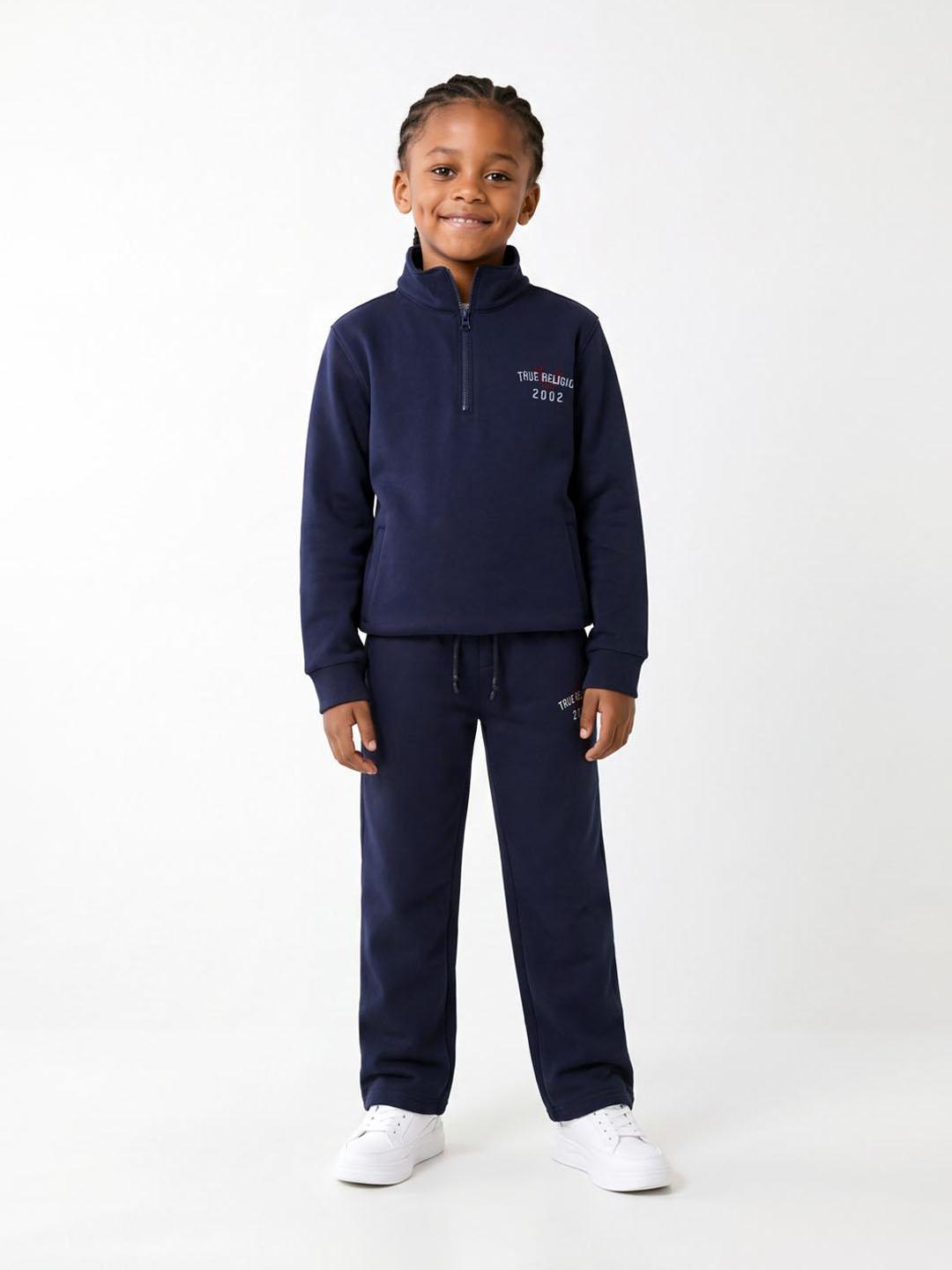 Boys navy blue solid regular fit sweatshirt