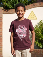 True Religion Boys Regular Fit Maroon Printed Pure Cotton Tshirt
