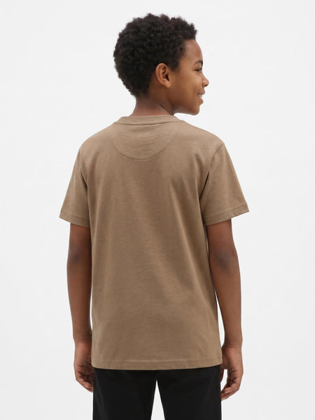 True Religion Boys Regular Fit Beige Solid Pure Cotton Tshirt