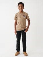 True Religion Boys Regular Fit Beige Solid Pure Cotton Tshirt