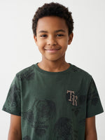 True Religion Green Regular Fit Printed Cotton Tshirt