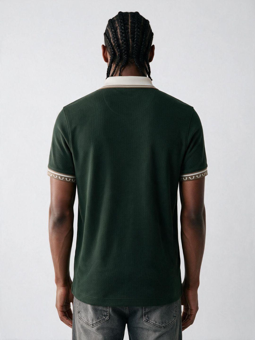 True Religion Men Olive Regular Fit Solid Polo T-Shirt