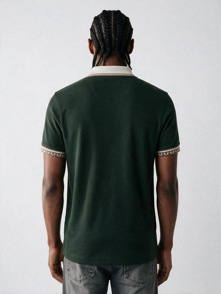 True Religion Men Olive Regular Fit Solid Polo T-Shirt