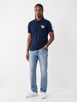 True Religion Navy Regular Fit Solid Pure Cotton Polo Tshirt