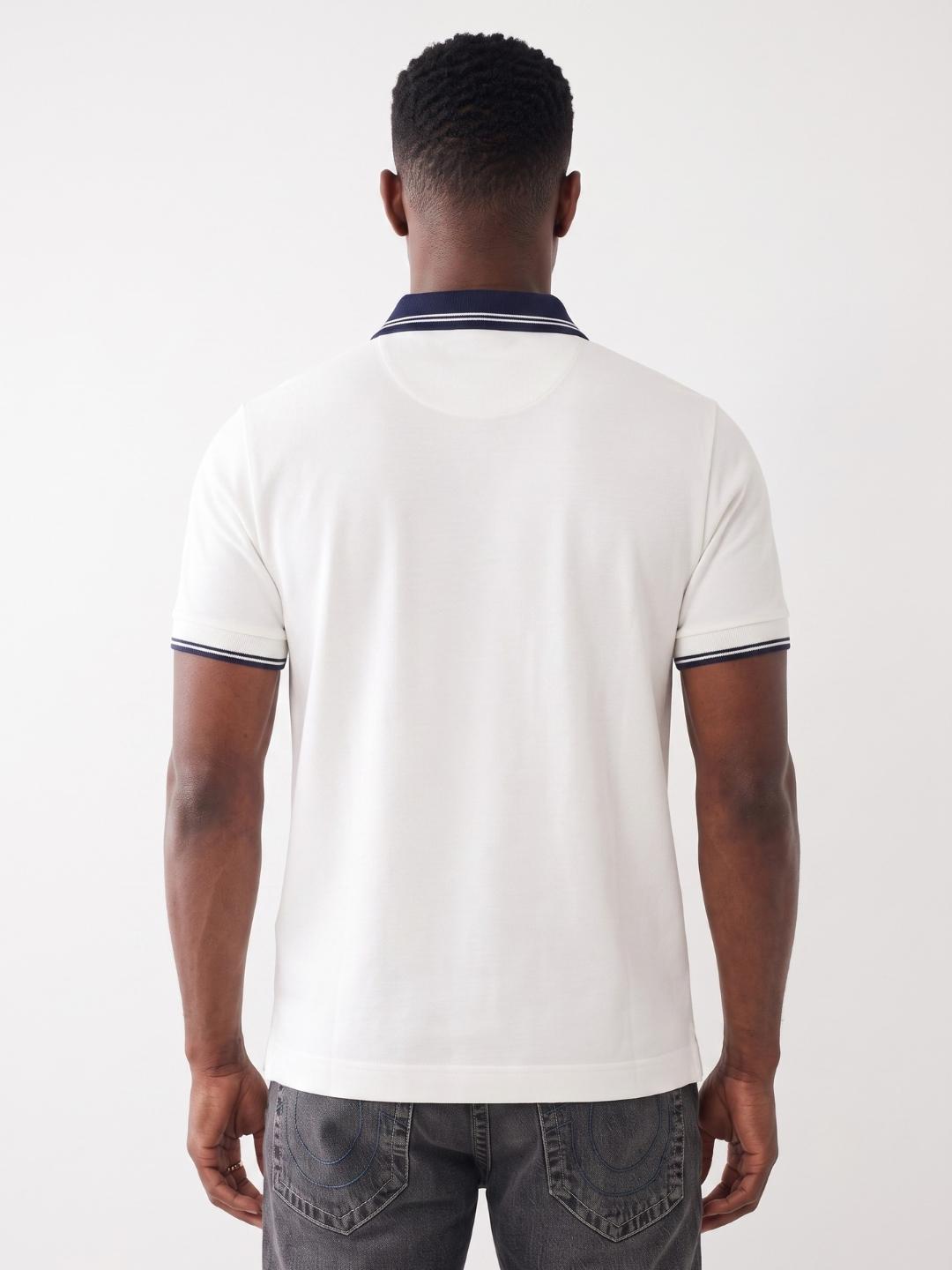 True Religion Men White Regular Fit Solid Polo T-Shirt