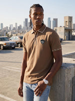 True Religion Men Khaki Solid Regular Fit Polo T-Shirt