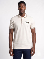 True Religion Men Off White Regular Fit Solid Pure Cotton Polo Tshirt