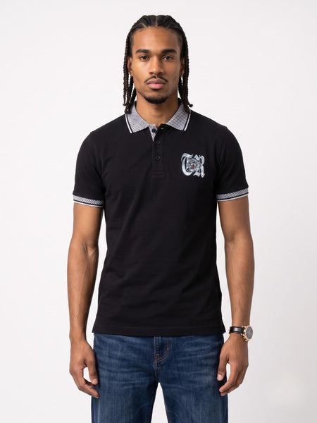 True Religion Black Regular Fit Solid Cotton Polo Tshirt
