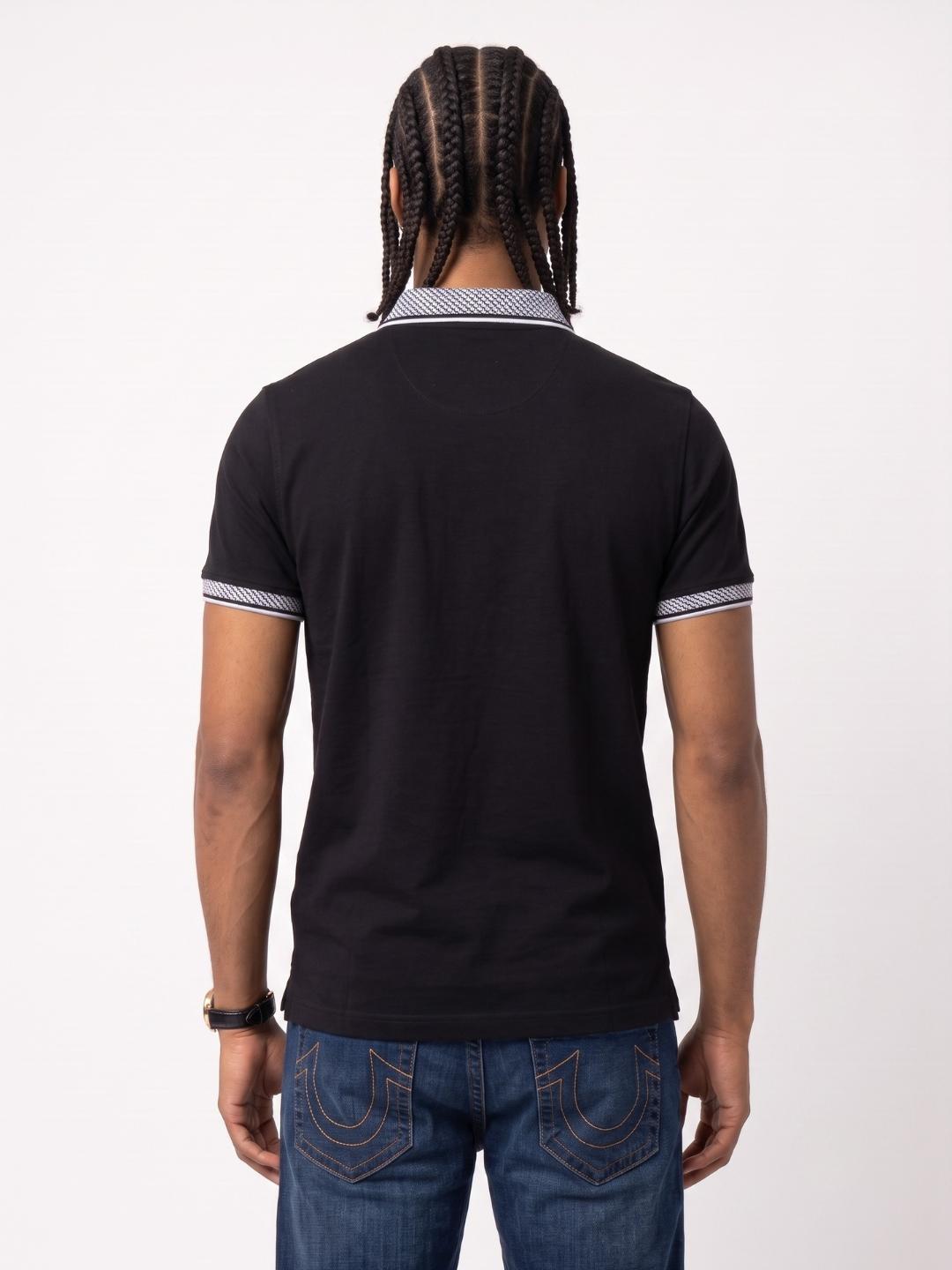 True Religion Black Regular Fit Solid Cotton Polo Tshirt