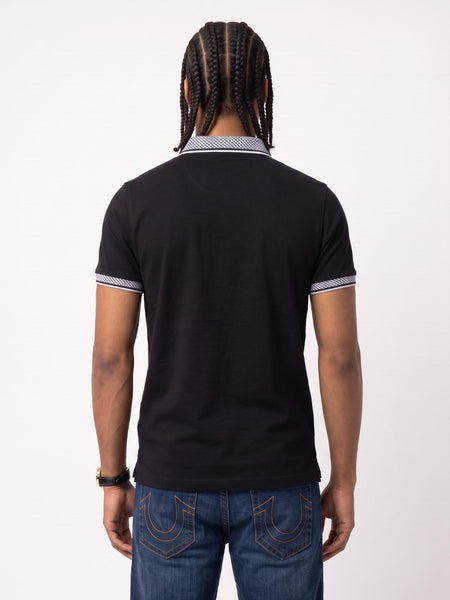 True Religion Black Regular Fit Solid Cotton Polo Tshirt