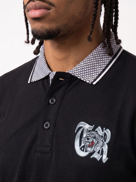 True Religion Black Regular Fit Solid Cotton Polo Tshirt