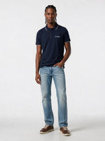 True Religion Men Navy Blue Solid Regular Fit Polo T-Shirt