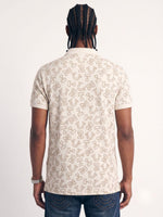 True Religion Off White Regular Fit Printed Pure Cotton Polo Tshirt