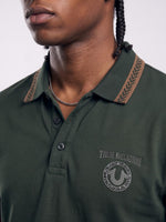 True Religion Men Olive Regular Fit Solid Polo T-Shirt