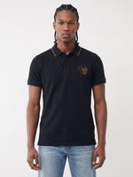 True Religion Men Black Solid Regular Fit Polo T-Shirt