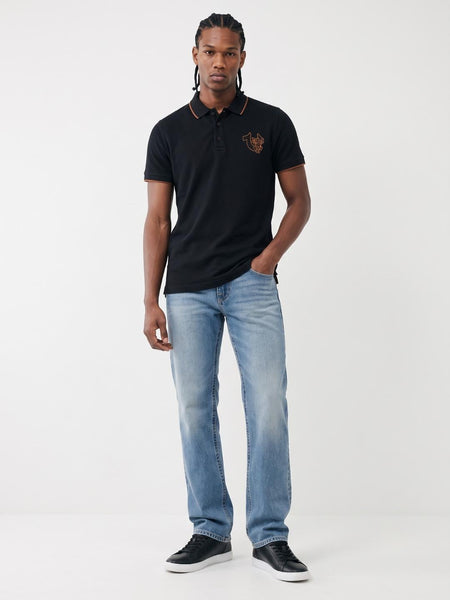 True Religion Men Black Solid Regular Fit Polo T-Shirt
