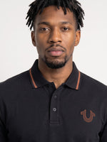 True Religion Men Black Regular Fit Solid Pure Cotton Polo Tshirt