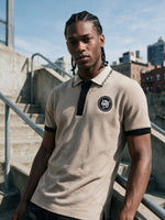 True Religion Men Beige Solid Regular Fit Polo T-Shirt